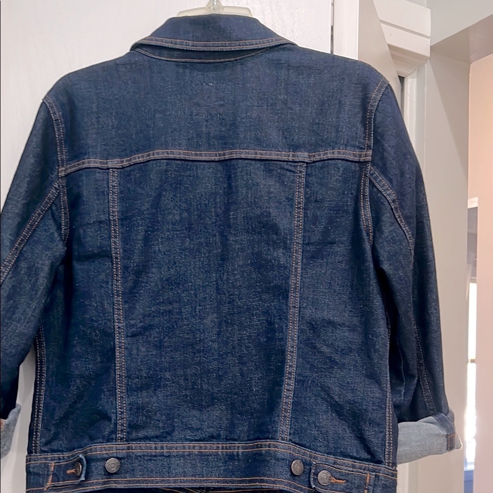 Blue Jean Jacket Trucker Style Contrast Stitching - Picture 2 of 2